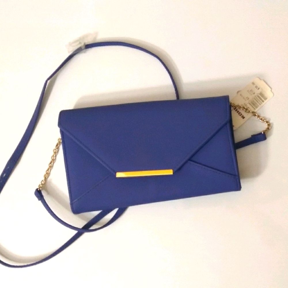 Blue Wallet Size String/Chain Shoulder Purse